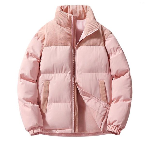 Jaquetas masculinas casaco de algodão para homens e mulheres veludo emendado gola outerwear solto tamanho grande jaqueta casual