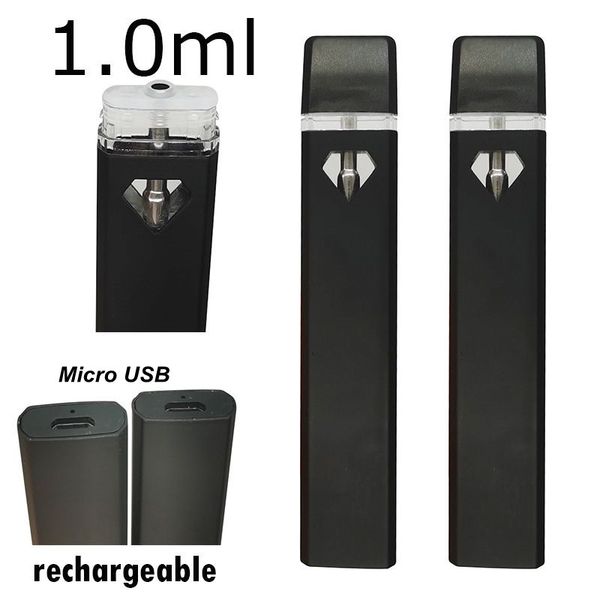 1.0ml Caneta Vape Descartável 280mAh Bateria Recarregável Atualizado Cerâmica Pods Dispositivos de Óleo Grosso Canetas Vaporizador Personalizar Disponível 100pcs / lote Vazio D7