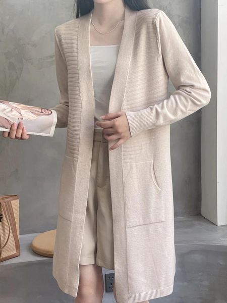 Strickjacke für Damen, Herbst und Winter 2023, feminin, elegant, langärmelig, Schal, mittlere Windjacke, lockeres Oberteil