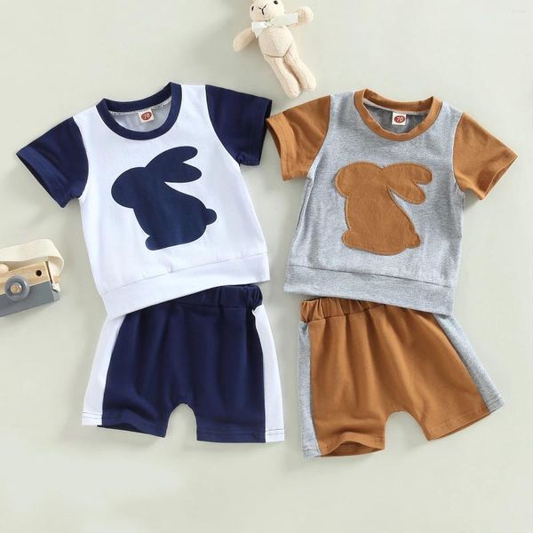Conjuntos de roupas bebê menino roupas de verão padrão camiseta de manga curta e shorts elásticos casuais conjunto