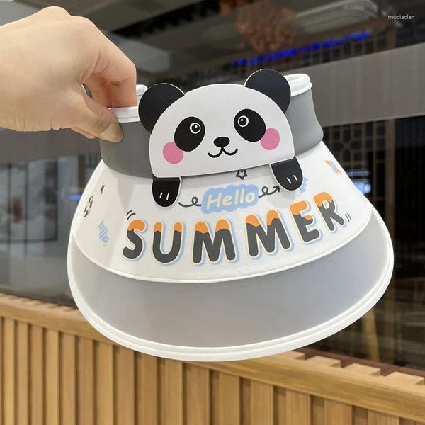 Berretti Cappello estivo per protezione solare alla moda per bambini Ragazzi e ragazze Tesa larga Vuoto Top regolabile Simpatico panda