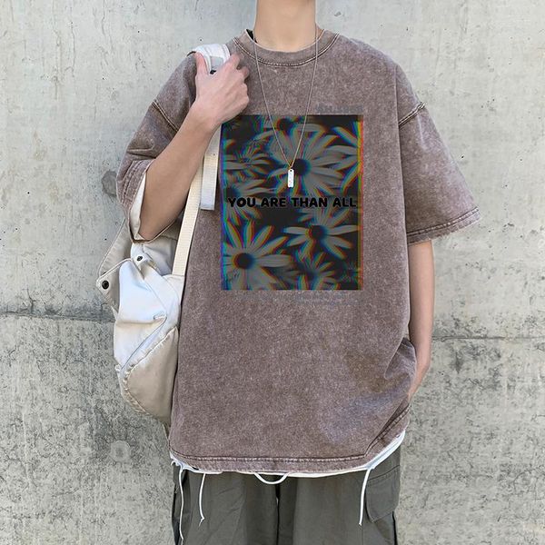 T-shirt da uomo KAPMENTS Y2k Leaf Funny Graphic 2023 Summer Black Harajuku Stampa Streetwear T-shirt anni '90 Uomo T-shirt Hip Hop oversize