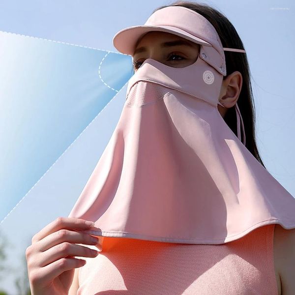 Береты Дышащая маска для защиты от солнечного света, блокирующая УФ-излучение, шелковая солнцезащитная маска для шеи со съемными полями на открытом воздухе