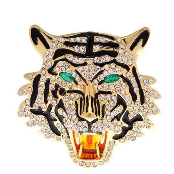 Strass Roaring Tiger Broschen Frauen Männer Big Tiger Head Party Casual Brosche Pins Geschenke GC2055