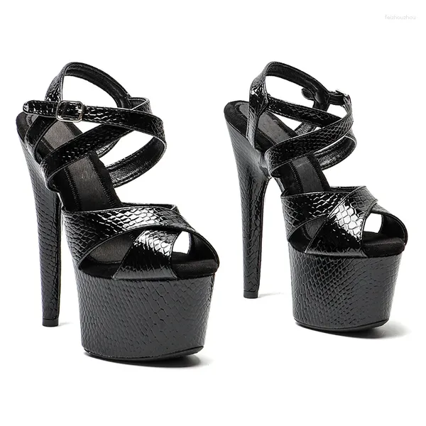 Snake Sandals Leecabe PU Верхний 17 см/7 -дюймовый платформ на платформу высокие каблуки по шесту DA 71