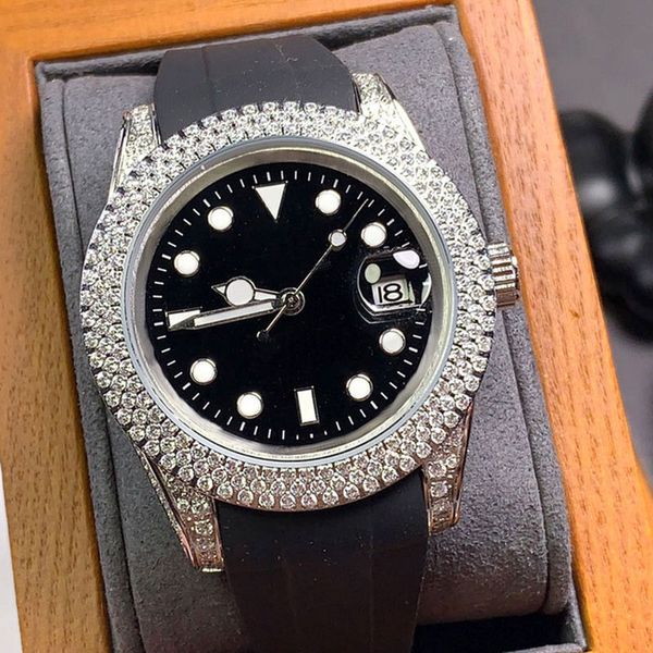 Masculino assistir case mecânica automática com diamante de 40 mm de boutique luminosa para homens pulseiras watchwatch montre de lux