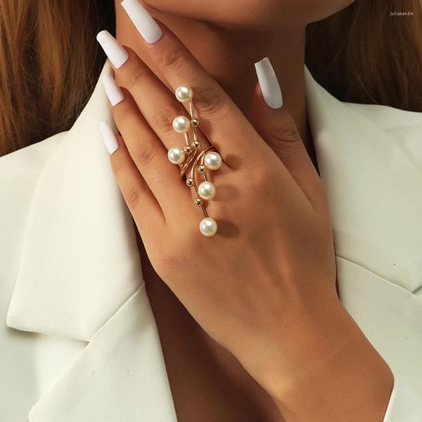 Anéis de cluster moda vintage anel de pérola para mulheres design estético elegante abertura ajustável acessórios de jóias de dedo