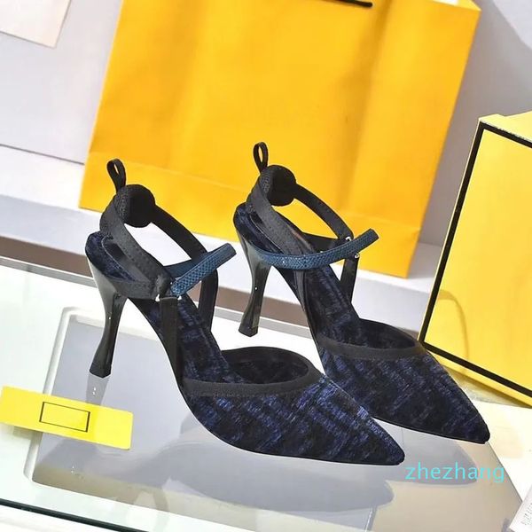 2023-Scarpe da ufficio da donna sexy con tacchi alti da donna estivi firmati splendidi sandali con bottoni in metallo