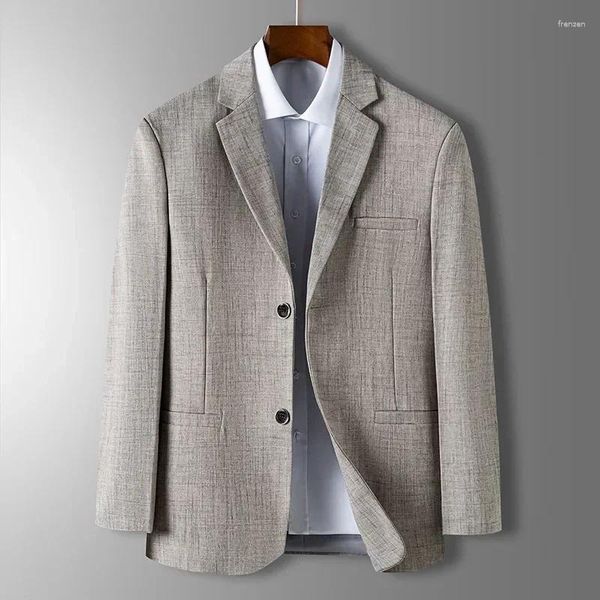 Abiti da uomo 2023 Primavera e Autunno Blazer Sezione sottile Slim Fit Plaid Jacquard Giacca casual Grigio Blu Beige Piccoli cappotti Blazer