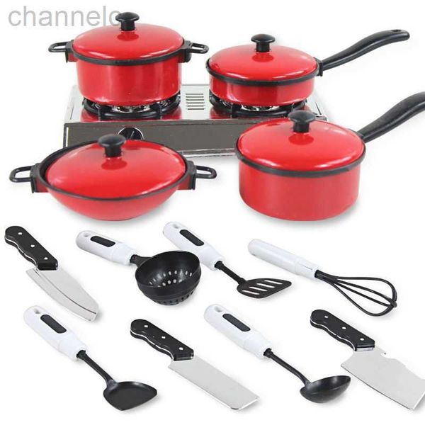 Cozinhas Jogar comida 13pcs Simulação House Toys Kids Cooking Pots Prands Wear