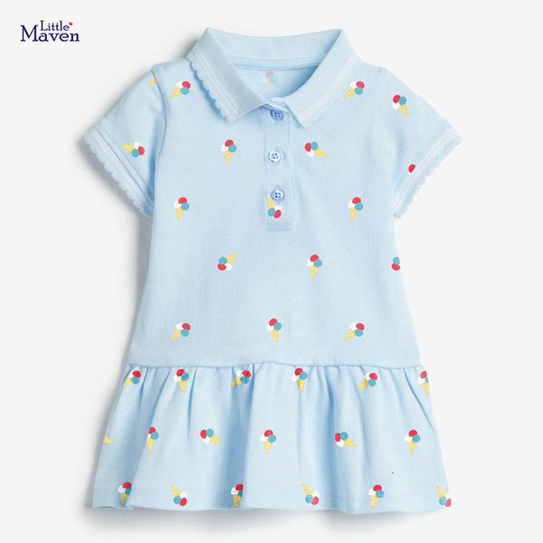 Vestidos de meninas Little Maven 2023 Crianças Roupas Garotas de verão Vestido casual pólo