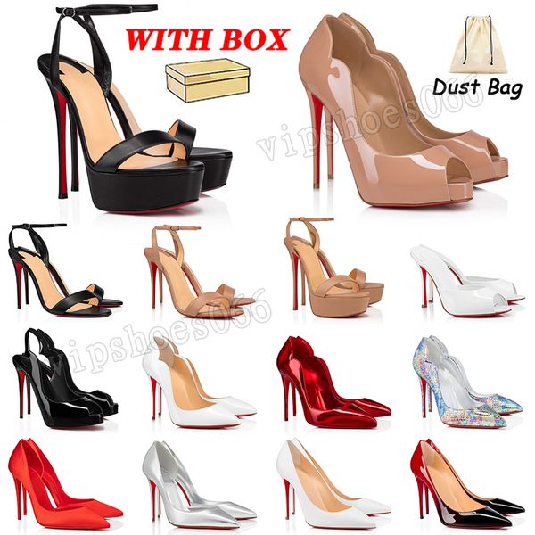 Red Bottoms Heels Christians Louboutins Womens High Heels Kutu lüks kırmızı taban yüksek topuklu kırmızı dipler elbise ayakkabı kadın tasarımcısı seksi sivri ayak 【code ：L】