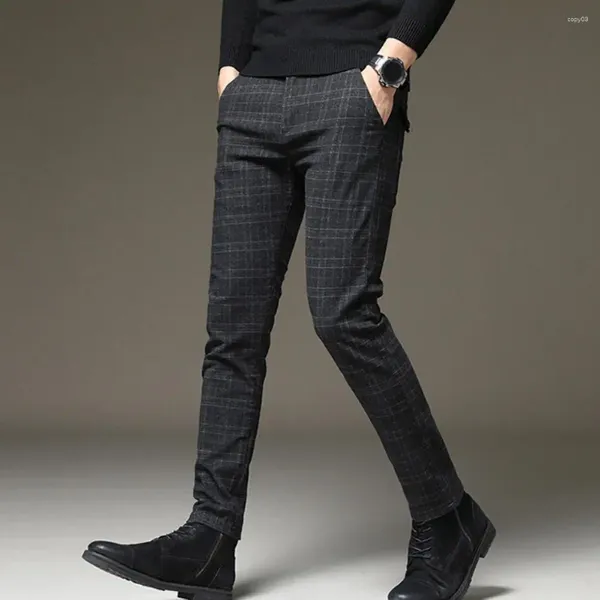 Pantaloni da uomo alla moda da uomo traspiranti comodi scozzesi slim fit consistenza morbida elasticità stile primaverile