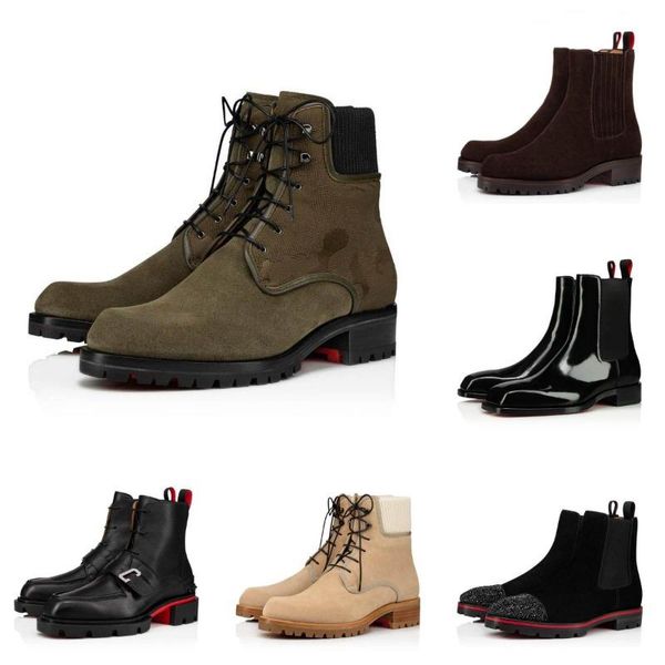 Melão Strass Botas Famosas Marcas de Inverno Homens Mulheres Tornozelo Melão Strass Spikes Bota Botas de Borracha de Bezerro Lug Sole Homem Booty Elegante Festa Casamento Sapatos Casuais