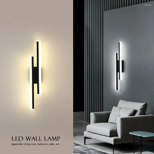 Lâmpada de parede nordic led luz sala estar preto moderno acrílico abajur quarto tv fundo iluminação decoração luminária