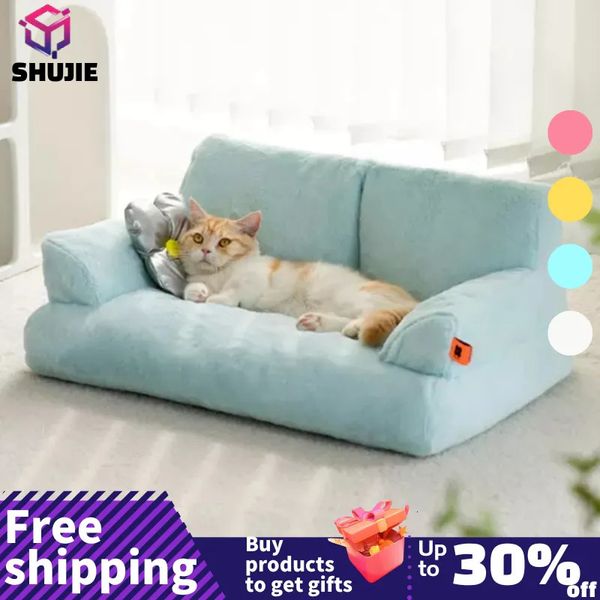 Zwinger Stifte Luxus Fell Sommer Haustier Katze Nest Sofa Moderne Welpen Kleintier Kätzchen Hund Bett Couch Kissen Bettwäsche Indoor Zwinger Haus 231120