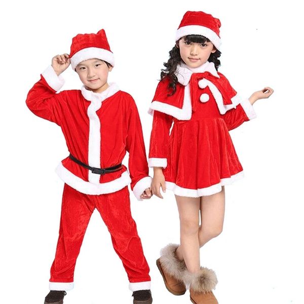 Mützen Hüte Weihnachtskostüm für Kinder Weihnachtsmann Kleinkind Baby Rote Weihnachtskleidung Party Rotes Kleid Set Hut inklusive Weihnachtskleid 231120