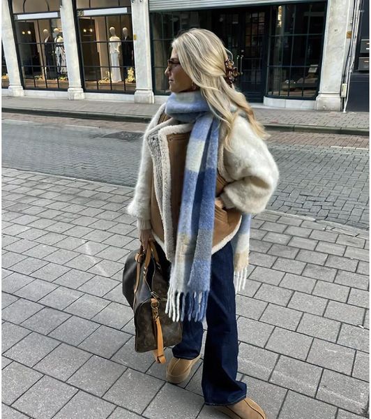 Gilet da donna Gilet vintage con fodera in pelliccia Gilet invernale femminile con O-collo Cappotto monopetto senza maniche Gilet con tasca con bottoni coperto caldo marrone