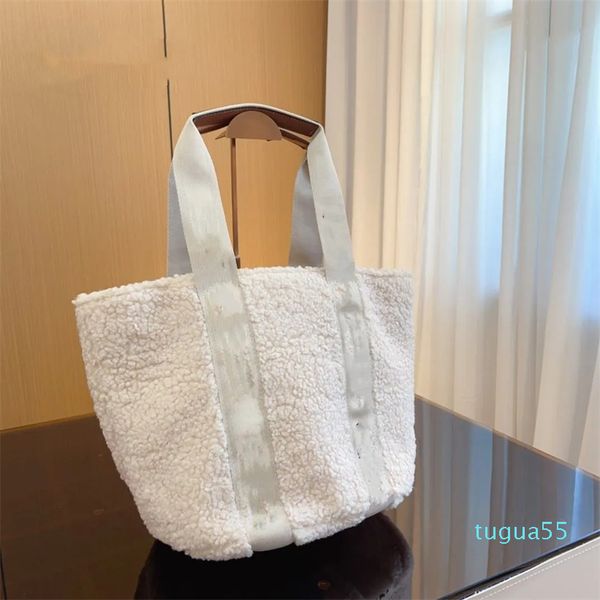 Sonbahar kış kuzu maotot çanta tasarımcı çanta beyaz peluş alışveriş çantaları kadın omuz çantaları hobo çanta çanta