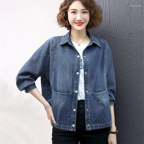 Jaquetas femininas denim casaco feminino curto 2023 primavera e outono solto jeans jaqueta casual roupas femininas moda coreana vintage casaco