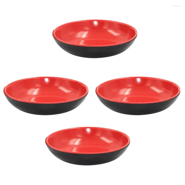 Teller, rot und schwarz, runde Soßenschalen, Dip-Schüsseln, Melamin-Gewürzschale, Vorspeise