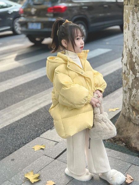 Casaco para baixo da criança do bebê inverno algodão crianças hoodies zíper jaqueta quente para meninas amarelo outerwear crianças preto parkas