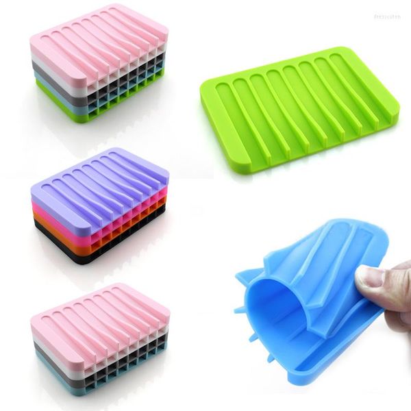 Crochets fournitures pour la maison boîte à savon 1PC Flexible porte-savon cuisine support de rangement salle de bain silicone antidérapant