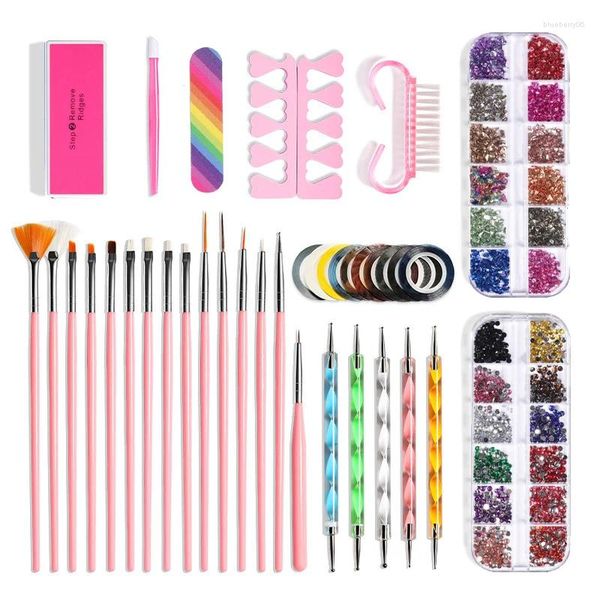 Kits de arte de unhas YIKOOLIN DIY Set Escova Pontilhando Peças de Ferramentas Strass Cristal Profissional Acessórios de Salão Ferramentas