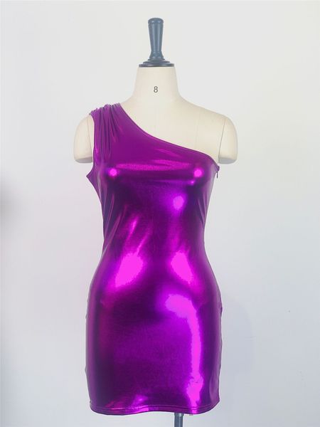 Новый 2024 Дизайнерские сексуальные платья Летние женские платья без рукавов с наклонными плечами Яркое эластичное мини-платье Y2K Street Club Wear Оптовая одежда 9758