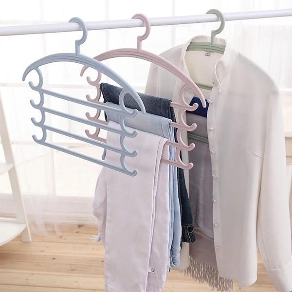 Kleideraufbewahrung Kleiderschrank 2 Teile / satz Multifunktionale Anti-Rutsch-Kleiderbügel Wäscheständer Schrankorganisatoren Magic Pants Scarf HangersClothin