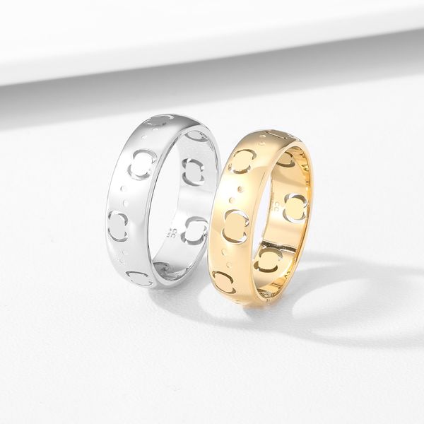 Designer Plain Silber Ringe für Damen Herren Mode Gold Ring Luxus 925 Silber Ring Gravierte Brief Schmuck Frau G Ringe Europa Stil 2304215D