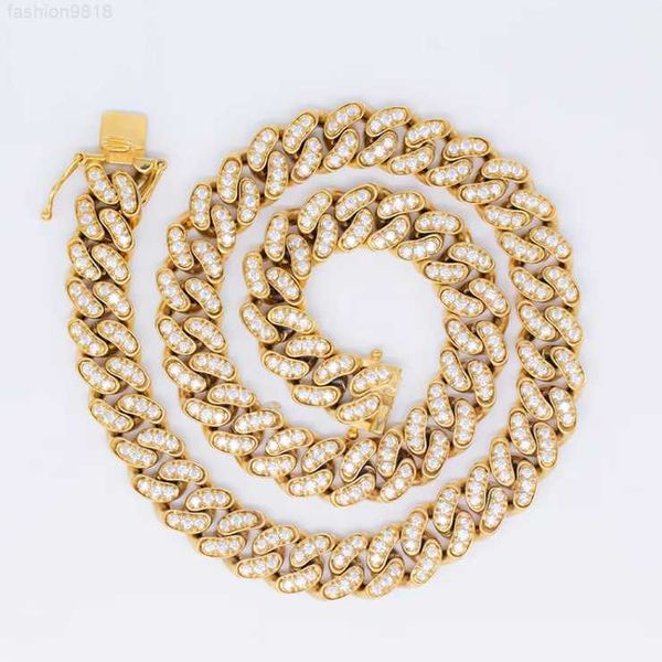 Preço de atacado Hiphop 12mm Chain cubano 316L Aço inoxidável CZ DIAMENTO CUNL CHAIL CHAIN ​​LABELO DE HIP HIP CHINA