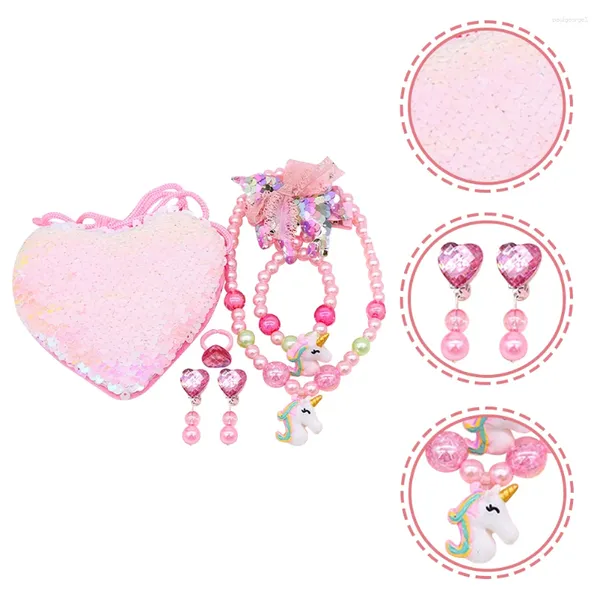 Halskette Ohrringe Set kleine Mädchen Schmuck Kinder Kind Geschenk dekorative Kinder Perlen Schmuckstücke M Kit Ornament Armband Perlen Baby