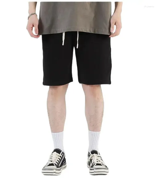 Herren-Shorts, 330 g, dickere Herren-Baumwolle, lässig, Strand, große, individuell bestickte Sporthose, schnell trocknend, Sommer, knielang