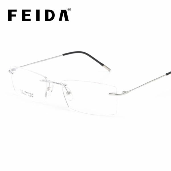 Sonnenbrillenrahmen Fashion Pure Titanium Clear Brillen Randlose optische Brillengestelle mit Sehstärke Männer Frauen Leichte Brillen mit Scharnier