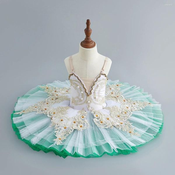 Сценическая одежда, стильная профессиональная балетная пачка, костюмы с кружевной аппликацией для взрослых девочек, танцевальное детское плиссированное платье балерины