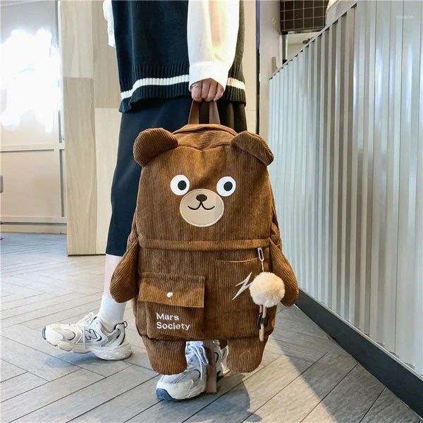 Sacos escolares 2023 de alta capacidade saco de bagagem de viagem coreano urso dos desenhos animados y2k estética bonito mochila de pelúcia casual todos os jogos