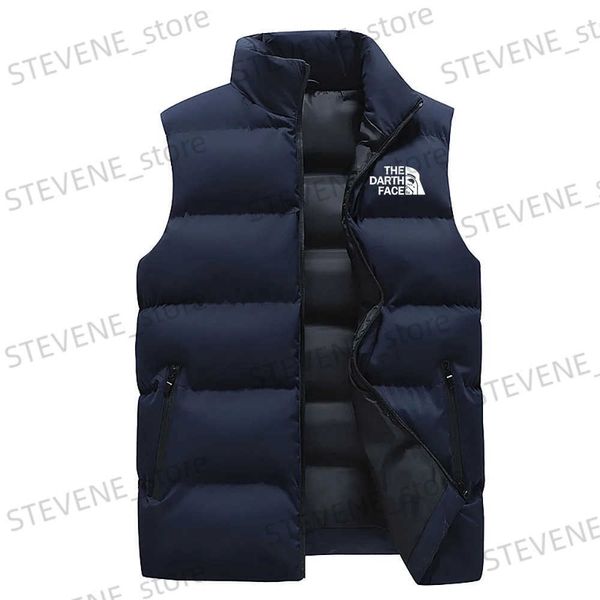 Coletes masculinos 2023 nova marca de inverno roupas colete quente sem mangas jaqueta casual colete inverno à prova de vento jaqueta masculina com zíper para baixo colete t231121