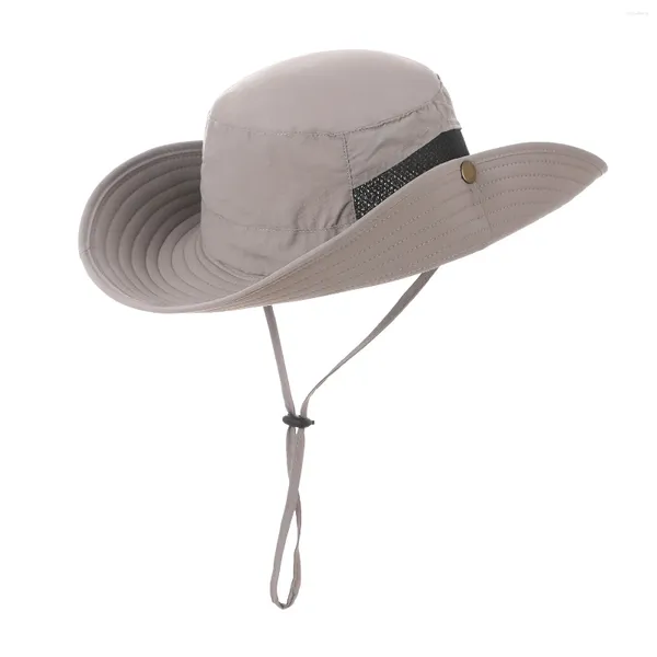 Berets Outdoor Anti-UV Cowboy Sun Hat Quick Dry Tecido Respirável Chapéus de Praia para Presente de Aniversário Ano