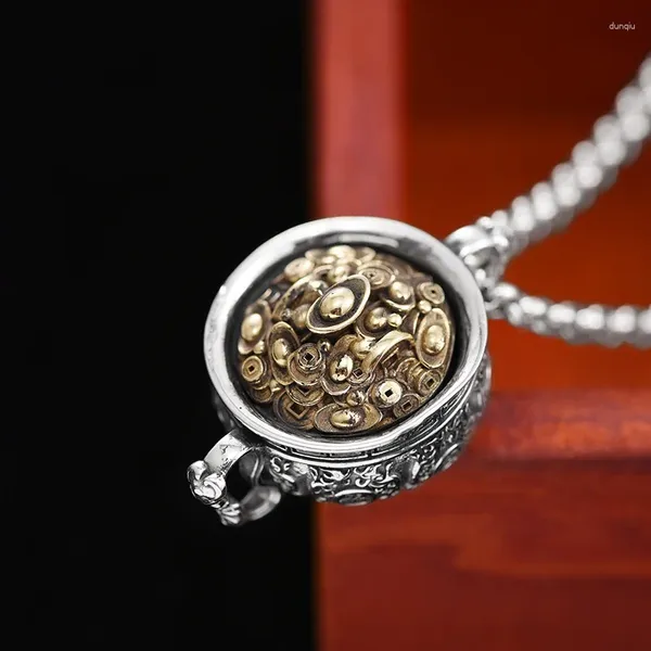 Ожерелья с подвесками в стиле хип-хоп, Jucai, ретро, Jubao Basin, персонализированное мужское ожерелье Yuanbao, медные деньги