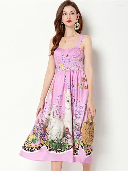 Повседневные платья JAMERARY, летнее платье на бретельках с цветочным принтом, женское платье с чашкой и мягкой подкладкой, с леопардовым принтом, эластичная спинка, фиолетовое платье миди, Vestidos