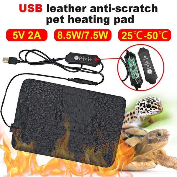 Cobertor elétrico USB Almofada de aquecimento para animais de estimação Terrário Tapete de calor para répteis 3 engrenagens Aquecedor de cobertor elétrico Controlador de temperatura ajustável Tapete incubador 231120