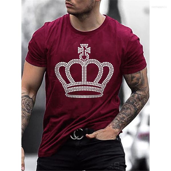 Camisetas masculinas de alta qualidade de moda masculino tee y2k coroa shinestone designer de manga curta top