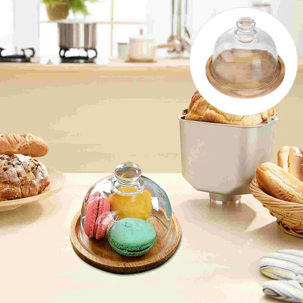 Set di stoviglie Cupcake Decorazione Cupola Vassoi da dessert Copertura in vetro Decorazione Cloche Base Contenitore Coperchio Mini supporto Espositore