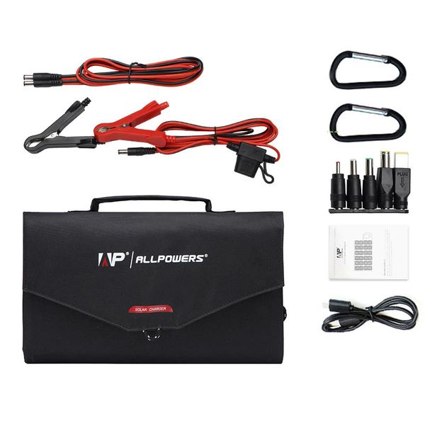 Chargers Allpowers 18V100W Taşınabilir Güneş Paneli Cep Telefonu Dizüstü Bilgisayar Elektrik İstasyonu için Katlanabilir Şarj Cihazı Seyahat Kampı 231120