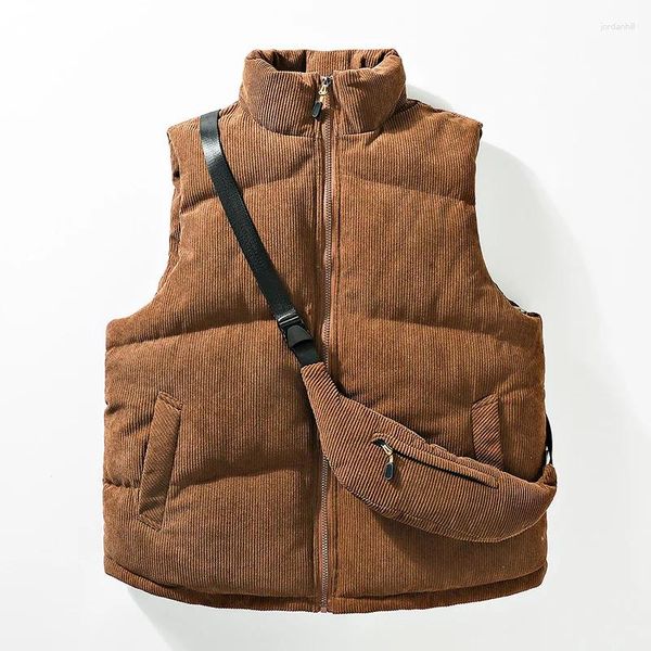 Männer Jacken Winter Tank Top Mode Harajuku Ärmellose Warme Dicke Jacke Mit Rucksack Cord Bequemen Mantel