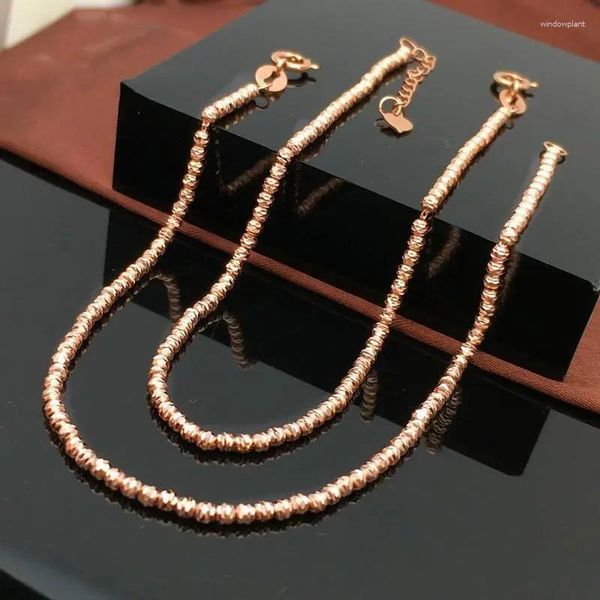 Anhänger Halsketten Reines Russisches 585 Lila Gold Glänzende Einfache Perlen 14k Western Bunte Transit Halskette Mode Klassische Schmuck Mädchen