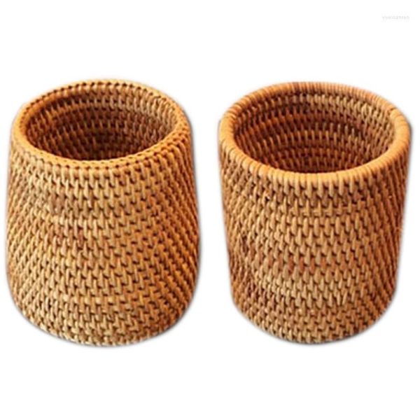 Piatti A50I 2X Bacchette in rattan Tubo Pala Cucchiai Secchio Coltelli da tavola Forchette Stoviglie Scatola portaoggetti Cestini per la casa A B