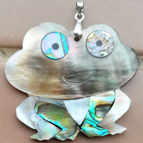 Colares pendentes jóias de moda feminina 40x48mm abalone shell sapo arte 1pcs d1225