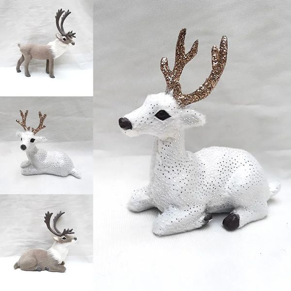 Decorações de Natal Presente Branco Rena Padrão Elk Simulação Boneca Mini Decoração Casa 231121